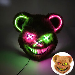 LED hehkuva Cosplay Bunny Bear kasvonaamio Pelottava Verinen Killer Mask Neon Horror Kanin Naamio Halloween Masque Juhlatarvikkeet hinta ja tiedot | Juhlakoristeet | hobbyhall.fi