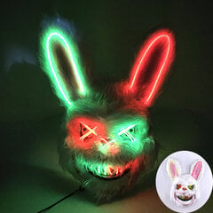 LED hehkuva Cosplay Bunny Bear kasvonaamio Pelottava Verinen Killer Mask Neon Horror Kanin Naamio Halloween Masque Juhlatarvikkeet hinta ja tiedot | Juhlakoristeet | hobbyhall.fi