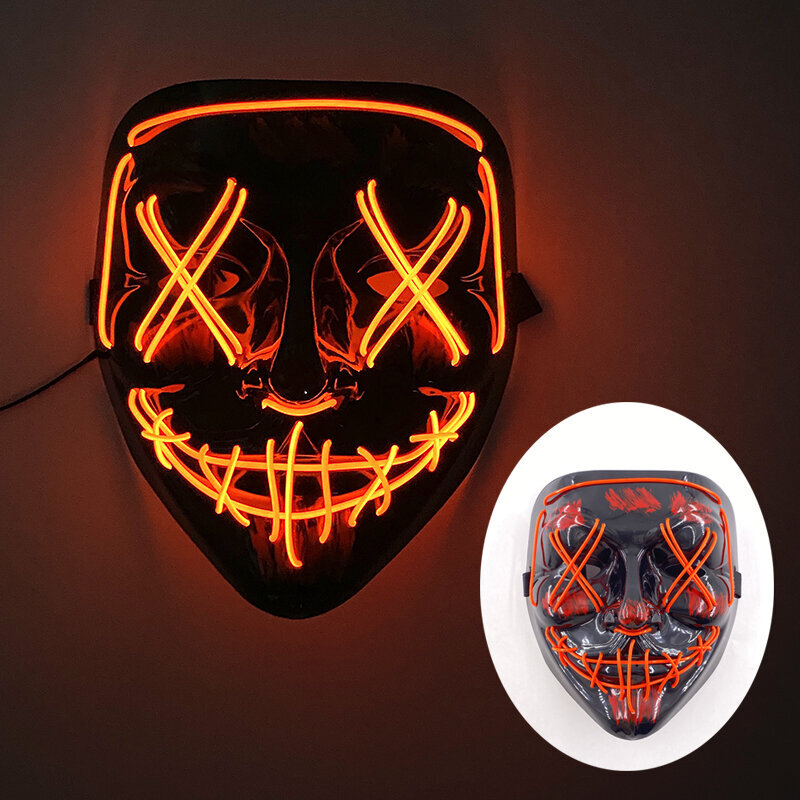 s LED Luminous Glowing Purge Mask Halloween Roolileikki Juhlapuku Rekvisiitta Yökerho Bars KTV Light Up Neon Mask hinta ja tiedot | Juhlakoristeet | hobbyhall.fi