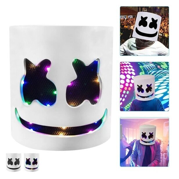 Marshmallow DJ Led Light Mask, Halloween Cosplay Mask hinta ja tiedot | Juhlakoristeet | hobbyhall.fi