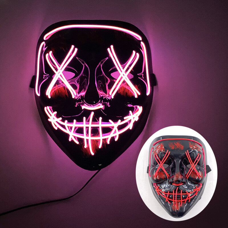 Uusi hauska LED Neon EL Wire Light Up Mask Halloween Masquerade Carnival Party Rave pääsiäisasu Cosplay hehkuva naamio hinta ja tiedot | Juhlakoristeet | hobbyhall.fi