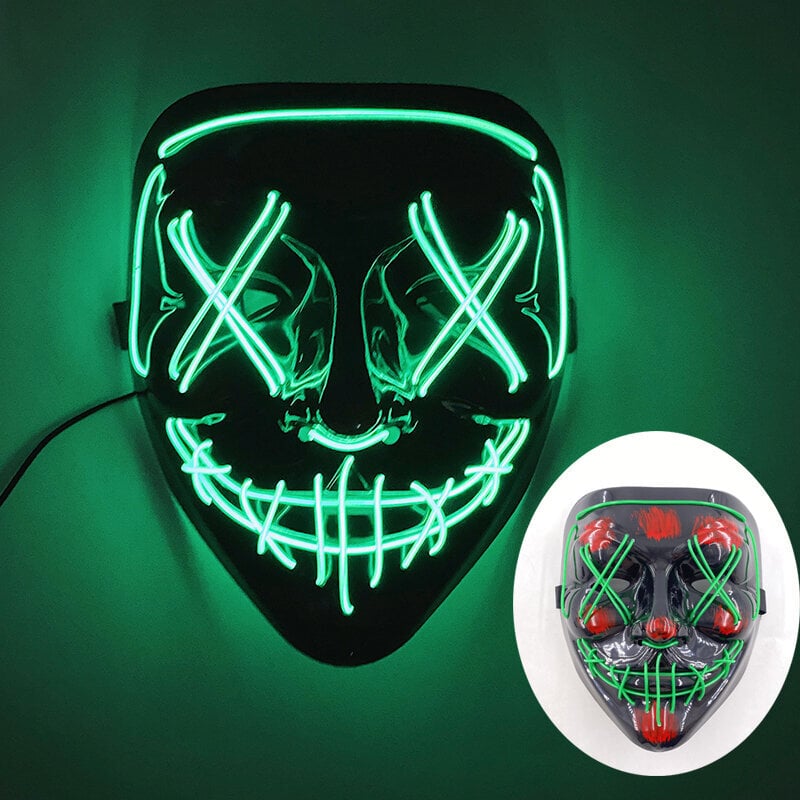 Uusi hauska LED Neon EL Wire Light Up Mask Halloween Masquerade Carnival Party Rave pääsiäisasu Cosplay hehkuva naamio hinta ja tiedot | Juhlakoristeet | hobbyhall.fi