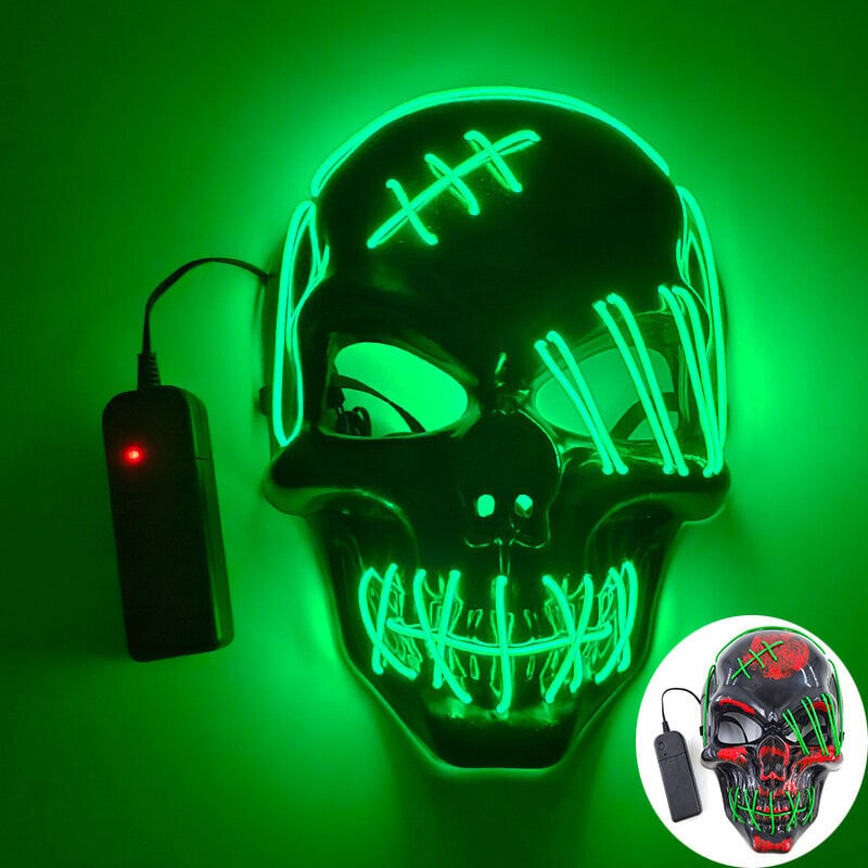 Uusi hauska LED Neon EL Wire Light Up Mask Halloween Masquerade Carnival Party Rave pääsiäisasu Cosplay hehkuva naamio hinta ja tiedot | Juhlakoristeet | hobbyhall.fi