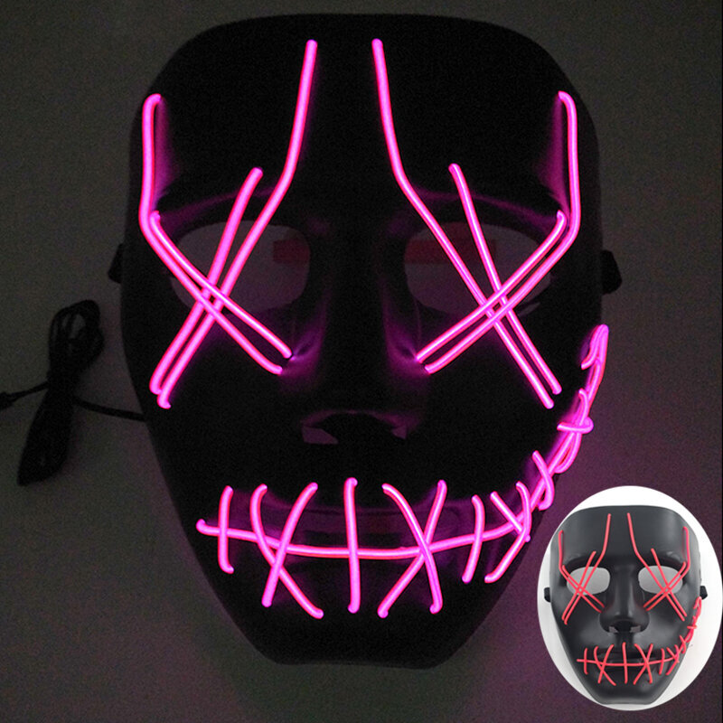 Uusi hauska LED Neon EL Wire Light Up Mask Halloween Masquerade Carnival Party Rave pääsiäisasu Cosplay hehkuva naamio hinta ja tiedot | Juhlakoristeet | hobbyhall.fi