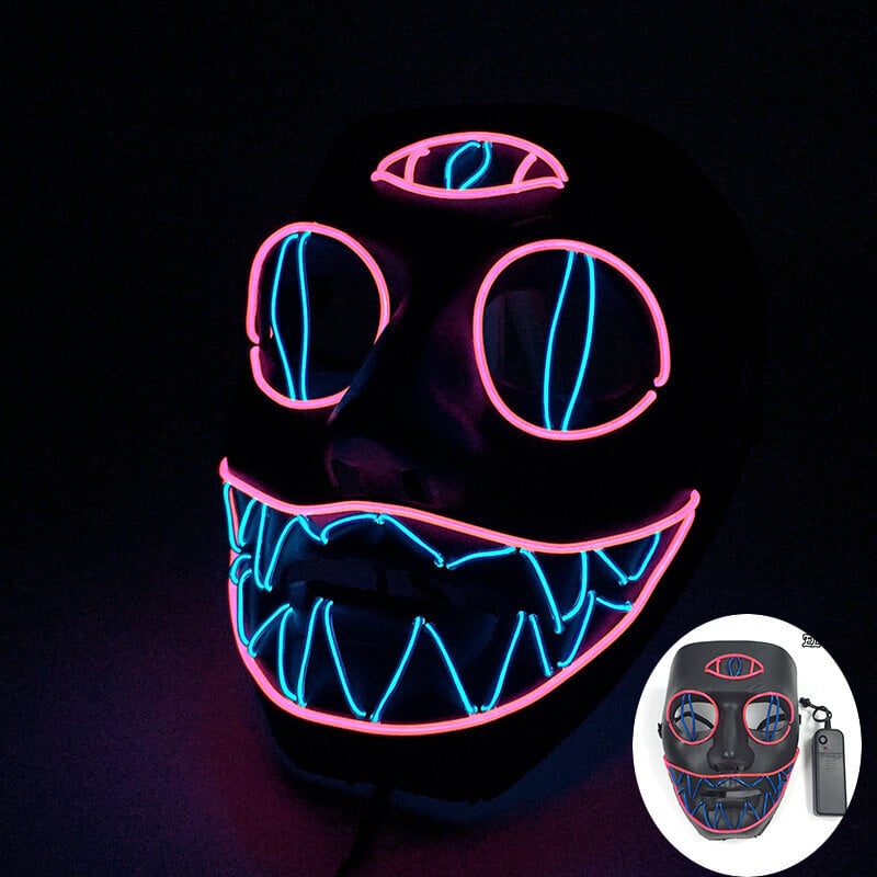 Uusi hauska LED Neon EL Wire Light Up Mask Halloween Masquerade Carnival Party Rave pääsiäisasu Cosplay hehkuva naamio hinta ja tiedot | Juhlakoristeet | hobbyhall.fi