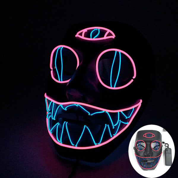 Uusi hauska LED Neon EL Wire Light Up Mask Halloween Masquerade Carnival Party Rave pääsiäisasu Cosplay hehkuva naamio