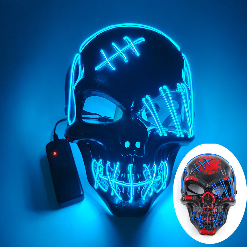 2024 Uusi Purge Neon Light Up Mask Halloween Masquerade Carnival Party Monivärinen Holiday Tunnelma Yökerho Baari Naamio hinta ja tiedot | Juhlakoristeet | hobbyhall.fi