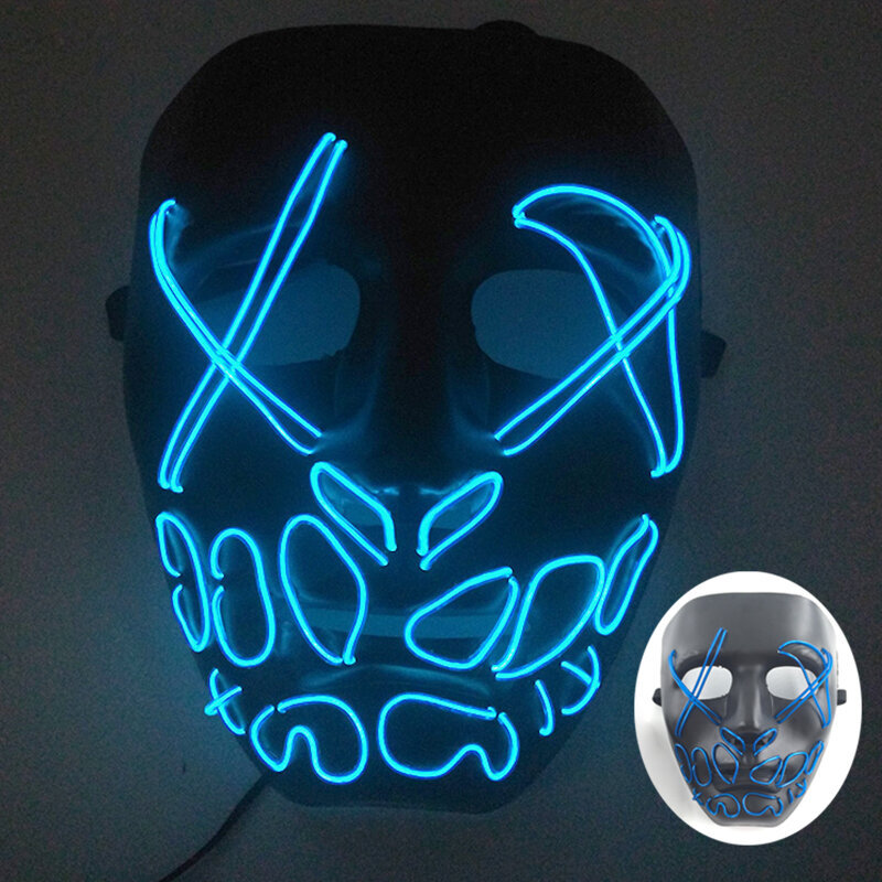 2024 Uusi Purge Neon Light Up Mask Halloween Masquerade Carnival Party Monivärinen Holiday Tunnelma Yökerho Baari Naamio hinta ja tiedot | Juhlakoristeet | hobbyhall.fi