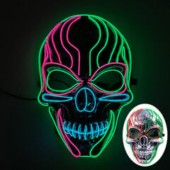 s Horror Halloween LED-kallonaamio Hehkuva juhlanaamio Valaiseva Neon Led Light Masque Naamiaismasquerade Cosplay Juhlanaamiot hinta ja tiedot | Juhlakoristeet | hobbyhall.fi