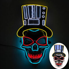 s Horror Halloween LED-kallonaamio Hehkuva juhlanaamio Valaiseva Neon Led Light Masque Naamiaismasquerade Cosplay Juhlanaamiot hinta ja tiedot | Juhlakoristeet | hobbyhall.fi