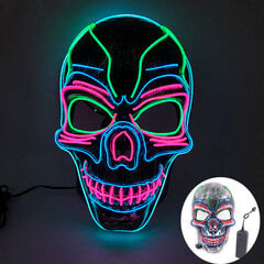 s Horror Halloween LED-kallonaamio Hehkuva juhlanaamio Valaiseva Neon Led Light Masque Naamiaismasquerade Cosplay Juhlanaamiot hinta ja tiedot | Juhlakoristeet | hobbyhall.fi