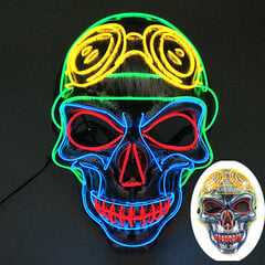 s Horror Halloween LED-kallonaamio Hehkuva juhlanaamio Valaiseva Neon Led Light Masque Naamiaismasquerade Cosplay Juhlanaamiot hinta ja tiedot | Juhlakoristeet | hobbyhall.fi