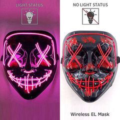 Halloween Luminous Mask Langaton Neon Led Light Masque Masquerade Juhlasuojat Hehkuvat Hauskat Maskit Cosplay-asujen rekvisiitta hinta ja tiedot | Juhlakoristeet | hobbyhall.fi