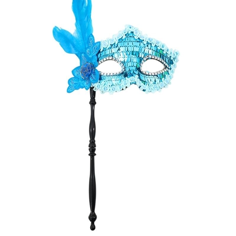 Masquerade Mask Holding Stick Halloween Party Mask Shiny Sequins Queen Mask hinta ja tiedot | Juhlakoristeet | hobbyhall.fi