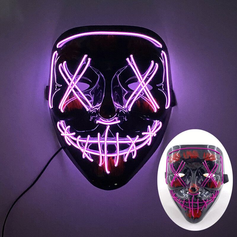 Halloween Scary Film Hehkuva naamio LED Valoava Purge Mask Horror Neon Light Up Cosplay Party Mask Rave Festival -asutarvikkeet hinta ja tiedot | Juhlakoristeet | hobbyhall.fi