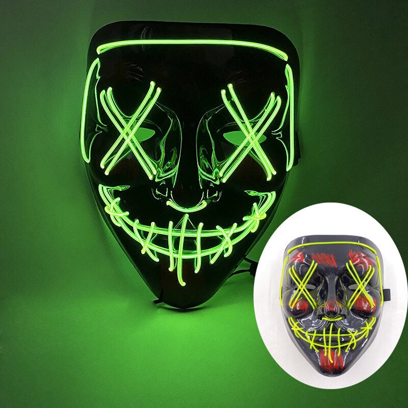 Halloween Scary Film Hehkuva naamio LED Valoava Purge Mask Horror Neon Light Up Cosplay Party Mask Rave Festival -asutarvikkeet hinta ja tiedot | Juhlakoristeet | hobbyhall.fi