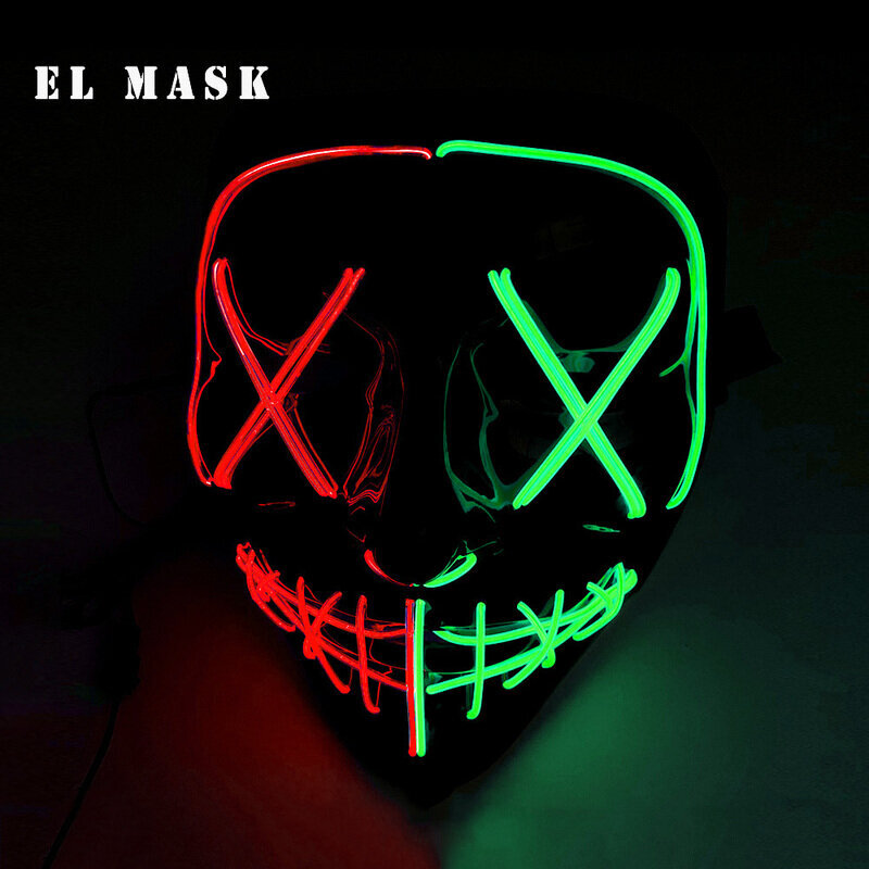 Halloween Scary Film Hehkuva naamio LED Valoava Purge Mask Horror Neon Light Up Cosplay Party Mask Rave Festival -asutarvikkeet hinta ja tiedot | Juhlakoristeet | hobbyhall.fi