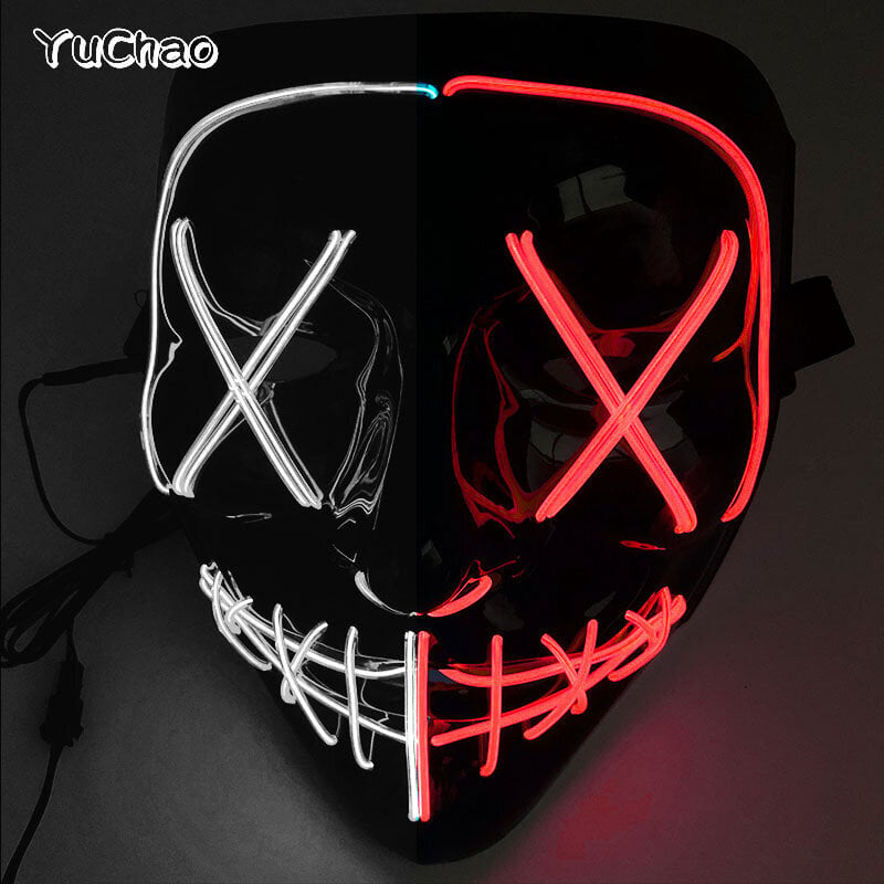 Halloween Scary Film Hehkuva naamio LED Valoava Purge Mask Horror Neon Light Up Cosplay Party Mask Rave Festival -asutarvikkeet hinta ja tiedot | Juhlakoristeet | hobbyhall.fi