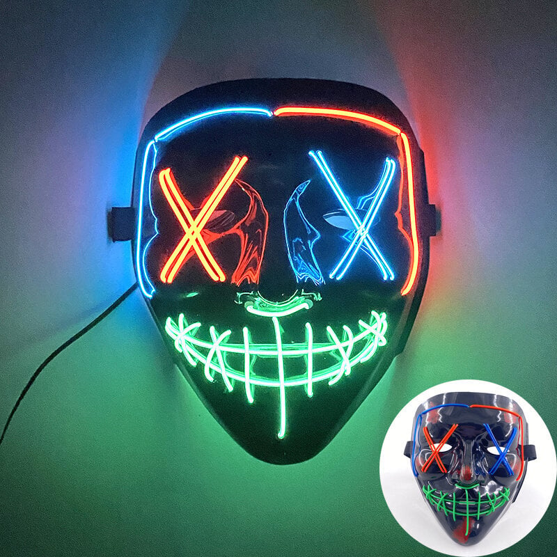 Halloween Scary Film Hehkuva naamio LED Valoava Purge Mask Horror Neon Light Up Cosplay Party Mask Rave Festival -asutarvikkeet hinta ja tiedot | Juhlakoristeet | hobbyhall.fi