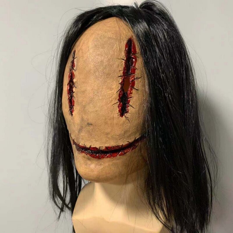 Halloween kauhu naamio Halloween kasvot pelottava hauska kummitus talo puku rekvisiitta cosplay Sadako päähineet hinta ja tiedot | Juhlakoristeet | hobbyhall.fi