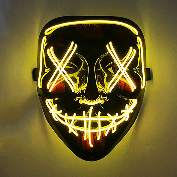 2024 Halloween Wireless Rave Party Mask Decor LED Purge Mask Neon Light Hehkuva Karnevaaliin Pimeä Yö