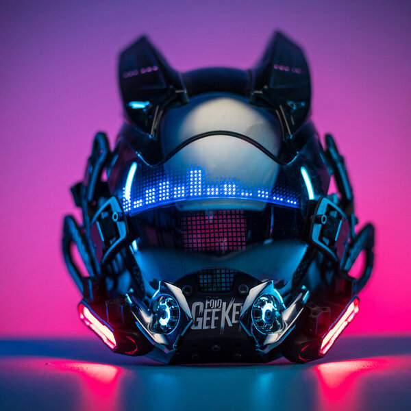 Led Cyber ​​Mask tee-se-itse mukautettu sisällönhallinta sovelluksen mukaan, Night City Music Festival Fantastic Party Cosplay SCI-FI kypärälahja aikuisille