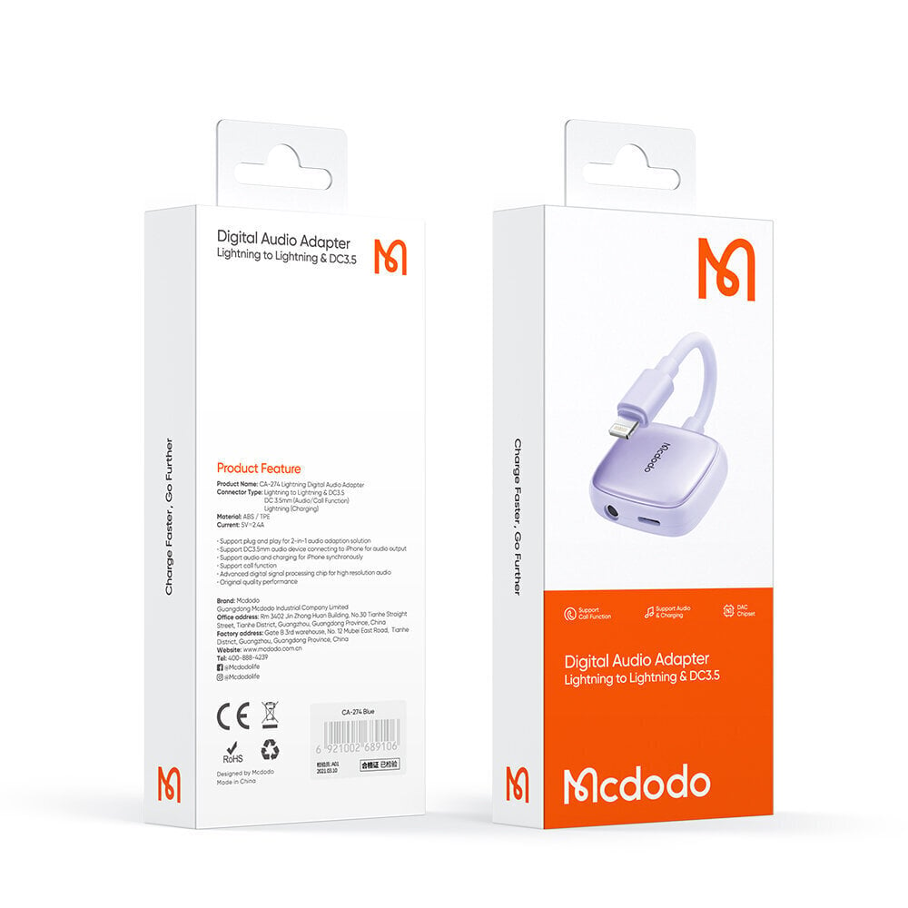 Sovitin McDodo, Lightning / 3,5 mm / USB-C hinta ja tiedot | Adapterit | hobbyhall.fi