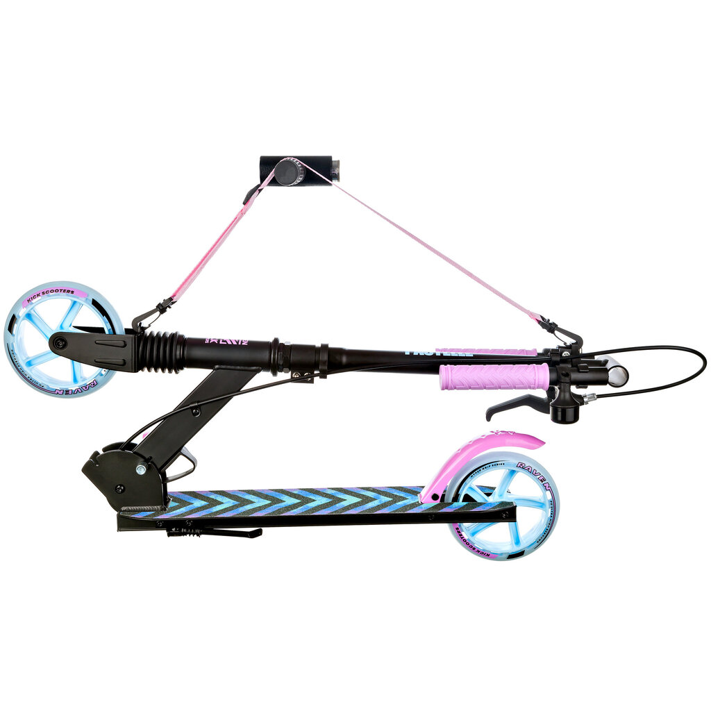 Skootteri Raven Pastelle Black/Pink 145mm käsijarrulla ja etuiskunvaimentimella + kello hinta ja tiedot | Potkulaudat | hobbyhall.fi