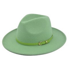 Klassinen Retro Fedora Hattu Vihreä Vyö Villahattu Cowboy Hattu Vintage musta villainen litteä räystäslippis hinta ja tiedot | Miesten hatut, huivit ja käsineet | hobbyhall.fi