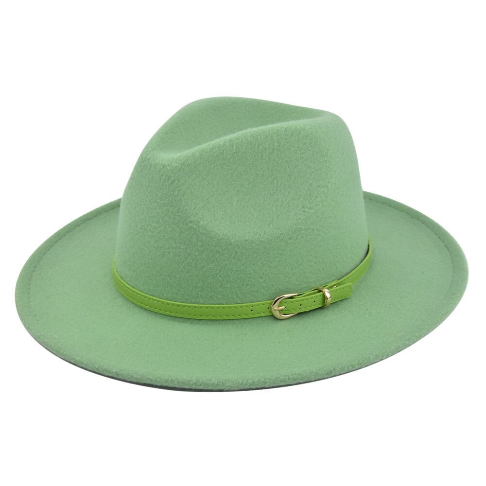 Klassinen Retro Fedora Hattu Vihreä Vyö Villahattu Cowboy Hattu Vintage musta villainen litteä räystäslippis hinta ja tiedot | Miesten hatut, huivit ja käsineet | hobbyhall.fi