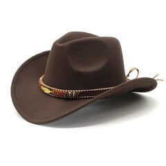 Muoti Western Cowboy Hattu miehille Naisille Huopa Fedora Caps Church Panama Cowgirl Jazz Cap Sombrero Vaquero Hombre hinta ja tiedot | Miesten hatut, huivit ja käsineet | hobbyhall.fi