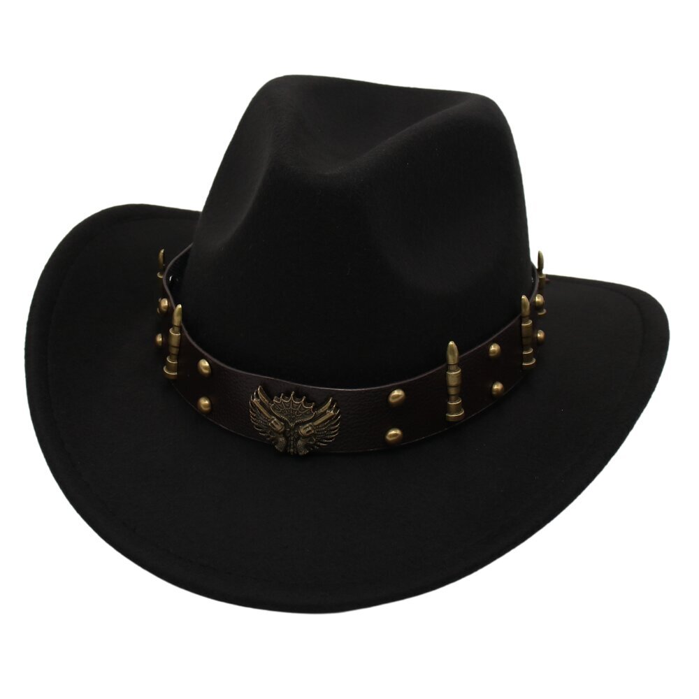 Western Cowboy Miesten hattu Klassinen Country Jazz Hatut naisille Retro Bullet -kuoret Vyökitari musta huopahatut California hinta ja tiedot | Miesten hatut, huivit ja käsineet | hobbyhall.fi