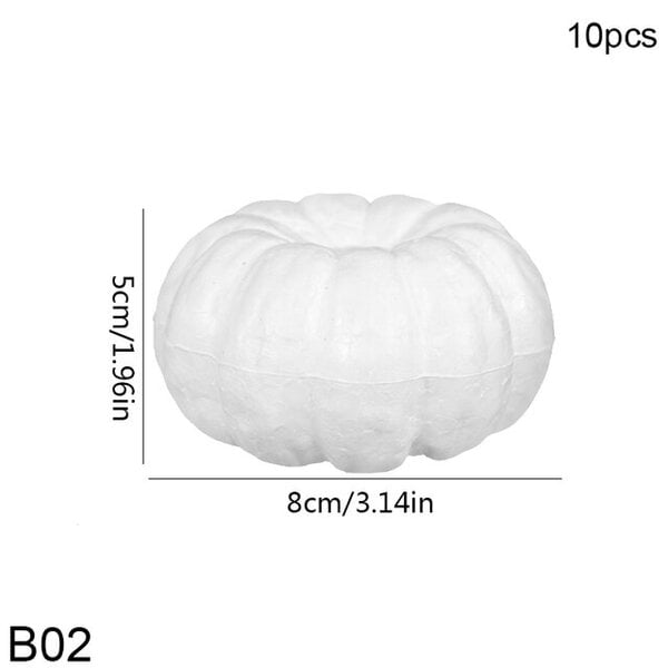 10 kpl White Foam Pumpkin Fake Harvest tekohedelmät mallit polystyreeni styroksi askartelu DIY käsintehty koriste Halloween lahja