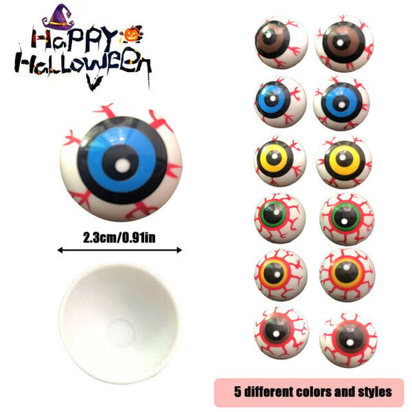 60 kpl Halloween Eyeballs Pelottavat Realistiset Silmät Puoliympyrän muotoiset BloodsEye Ball Lelu Teemajuhlat Horror Decoration Prop