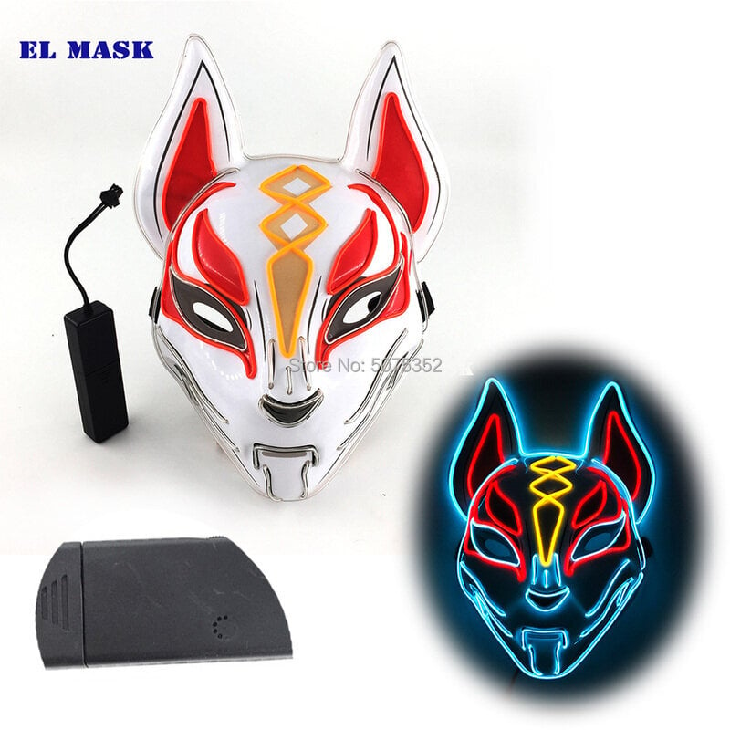 Anime Expro Decor Japanilainen Fox Mask Neon Led Light Cosplay Mask Halloween Party Rave Led Mask Tanssi DJ Palkkapäiväasu Rekvisiitta hinta ja tiedot | Juhlakoristeet | hobbyhall.fi