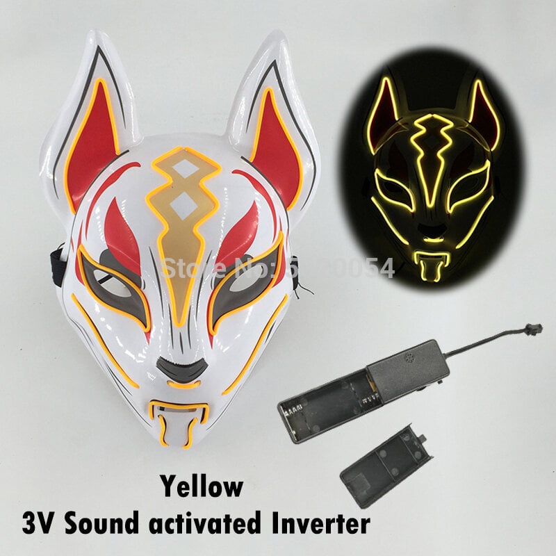 Uusi Luminous Halloween Party Mask EL Wire Hehkuva Maski Japanilainen Anime Cosplay LED Costume Fox Mask karnevaalijuhlatarvikkeisiin hinta ja tiedot | Juhlakoristeet | hobbyhall.fi