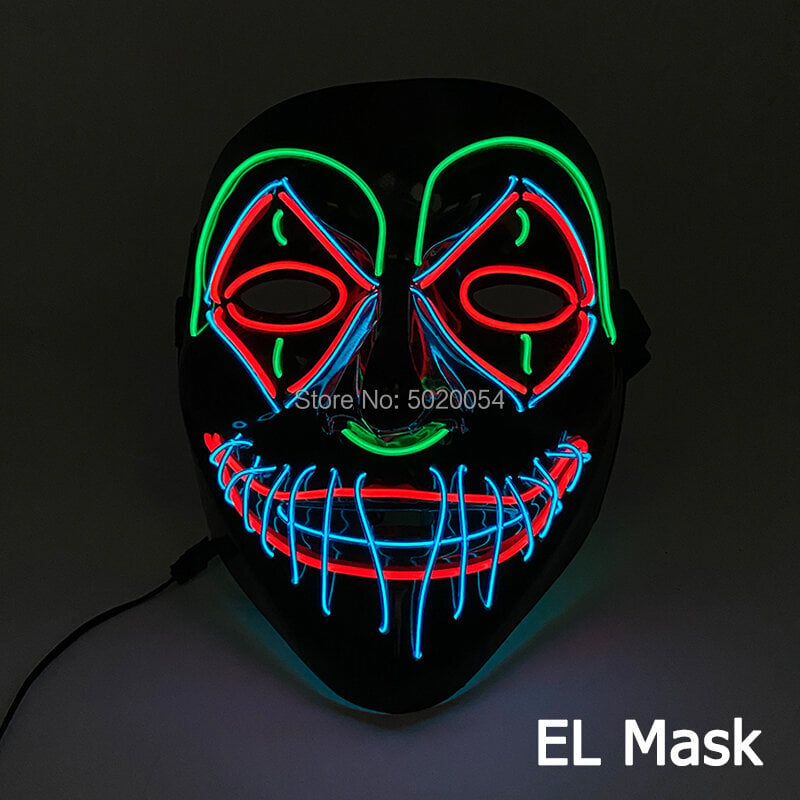 Carnival LED-naamio Hehkuva Halloween-juhlanaamio Rave-naamio Carnival Party -asu DJ Party Light Up Masks Anime Cosplay Rekvisiitta hinta ja tiedot | Juhlakoristeet | hobbyhall.fi