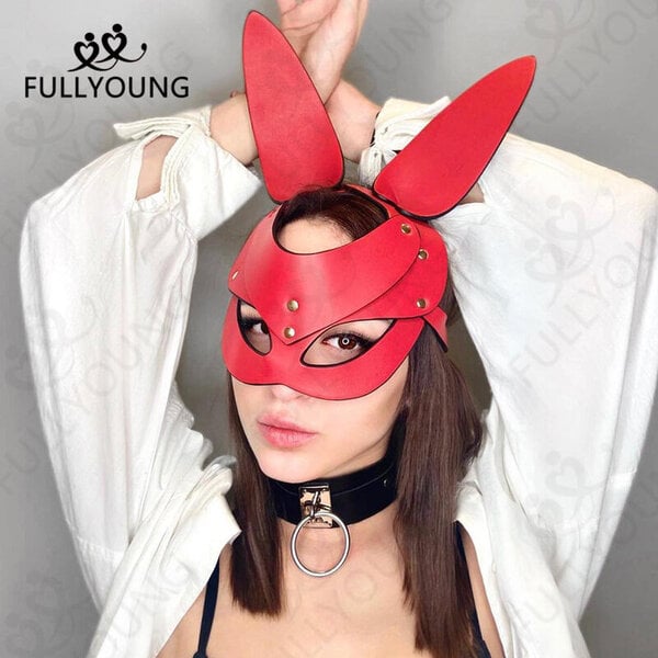 Täysi nuori seksikäs nahkanaamio puputyttö Cosplay-naamio Eroottinen Halloween-karnevaalijuhlanaamio Bdsm Bondage-pelit Fetish-naamio