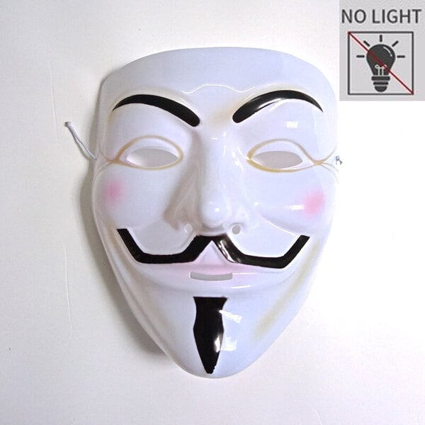 Luminous Light Up V maskille Cosplay Guy Fawkes Hacker EL Wire hehkuva naamio Halloween-karnevaalinaamioille