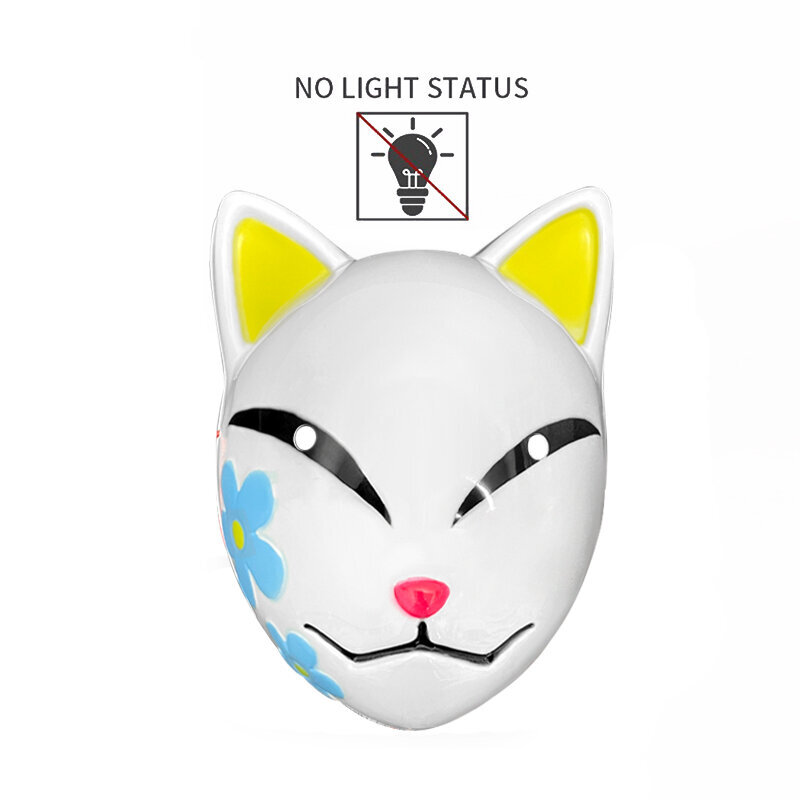 LED hehkuva kissannaamio naisille Demon Slayer Cold Light Fox Mask Naamiais Cosplay Props Bar Haunted House Party Sisustus hinta ja tiedot | Juhlakoristeet | hobbyhall.fi