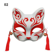 Anime Fox Mask Cosplay -asujuhlien rekvisiitta Käsinmaalatut japanilaiset puolikasvoiset kissanaamiot Naamiaisfestivaali Ball Kabuki Kitsune Maskit hinta ja tiedot | Juhlakoristeet | hobbyhall.fi