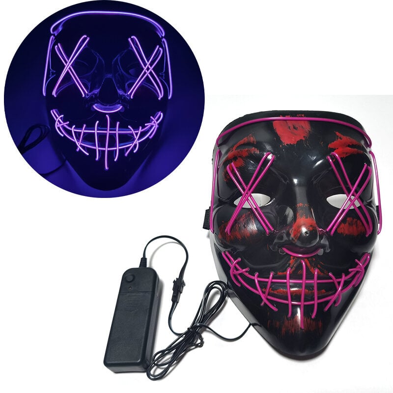 Scary Halloween Mask Cosplay Light Up Purge Halloween Masquerade Party LED-kasvonaamiot lapsille Miesten Naisten Naamio Pimeässä Hehkuva hinta ja tiedot | Juhlakoristeet | hobbyhall.fi