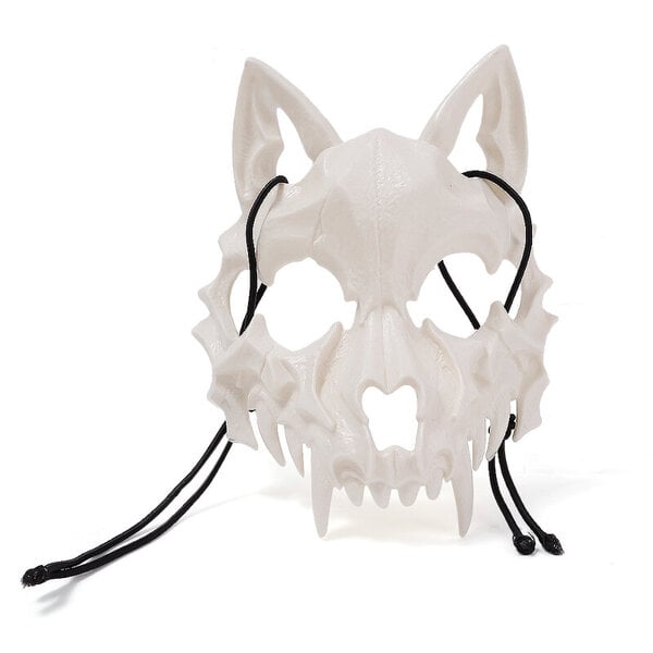 Juhlanaamio Pitkät hampaat Demoni Samurai Valkoinen Luunaamio Susi Dragon Tiger Houjuu Nue Maskit Cosplay Halloween Rekvisiitta Lisävarusteet Dropship