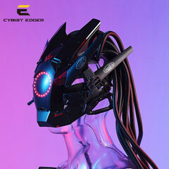 Cyberpunk Mask RGB Lighting LED ja Hair Music Festival Fantastic Cosplay SCI-FI Soldier Kypärä Halloween-juhlalahja aikuisille hinta ja tiedot | Juhlakoristeet | hobbyhall.fi