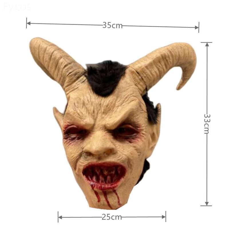 Lucifer Cosplay Lateksinaamarit Halloween-asu Kauhu Demoni Paholaisen kasvot Torvi Aikuisten Rave Rekvisiitta Pelottavat hirviöt Veri Naamio Mies hinta ja tiedot | Juhlakoristeet | hobbyhall.fi