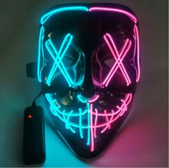 Halloween-naamio sekavärinen Led-naamio Party Naamiaismasquerade Maskit Neon Maske Light Glow In The Dark Kauhunaamio Hehkuva Naamio hinta ja tiedot | Juhlakoristeet | hobbyhall.fi