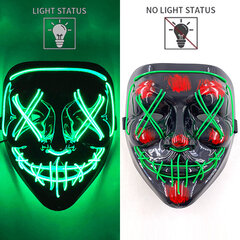 Uusi design Halloween Horror EL Neon Party Mask Cosplay LED Purge Maskit LED Valaisu Maskit Halloween Scary Juhlasisustus hinta ja tiedot | Juhlakoristeet | hobbyhall.fi