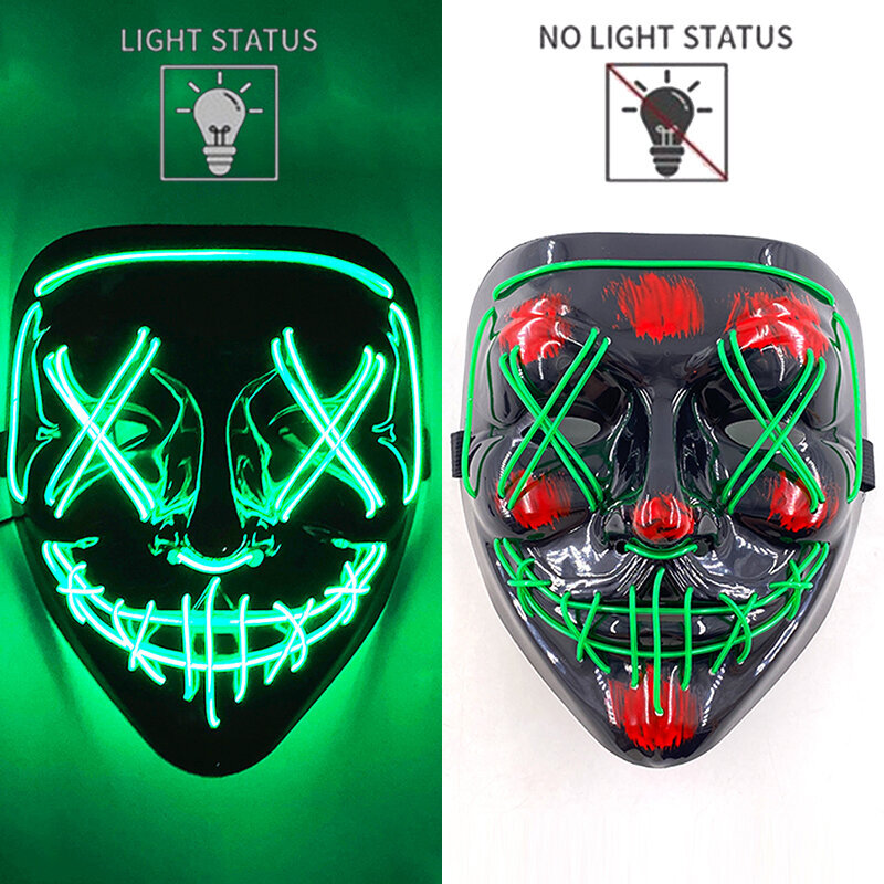 Uusi design Halloween Horror EL Neon Party Mask Cosplay LED Purge Maskit LED Valaisu Maskit Halloween Scary Juhlasisustus hinta ja tiedot | Juhlakoristeet | hobbyhall.fi