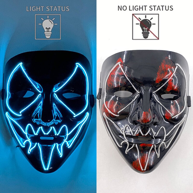 Uusi design Halloween Horror EL Neon Party Mask Cosplay LED Purge Maskit LED Valaisu Maskit Halloween Scary Juhlasisustus hinta ja tiedot | Juhlakoristeet | hobbyhall.fi