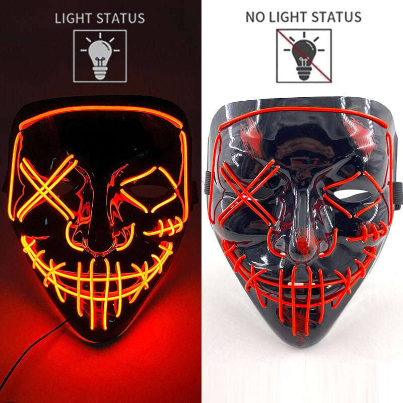 Uusi design Halloween Horror EL Neon Party Mask Cosplay LED Purge Maskit LED Valaisu Maskit Halloween Scary Juhlasisustus hinta ja tiedot | Juhlakoristeet | hobbyhall.fi